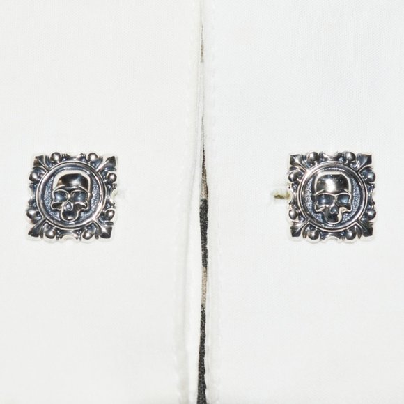 STERLING SILVER 925 DESIGNER CUFFLINKS SCULL DESIGN ONE SIZE NEWLY HANDMADE - Picture 1 of 15